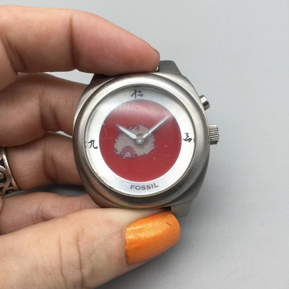 Fossil Big Tic Dragon Watch Mens Red Dial JR-8788 BROKEN FOR PARTS OR REPAIR - Image 4 of 4