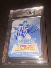 BECKETT 10 GEM MINT AUTO 2024 LEAF MIKE ERUZIONE CYAN PRINTING PLATE 1/1 349