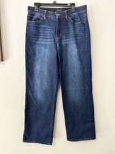 Curve Appeal High Rise Straight Leg Dark Washed Jeans Sz 12/31 Blue Comfy Waist