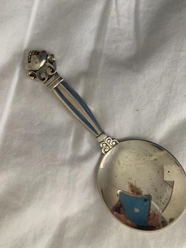 Antique Georg Jensen Sterling Silver Baby spoon Acorn pattern - Picture 2 of 6