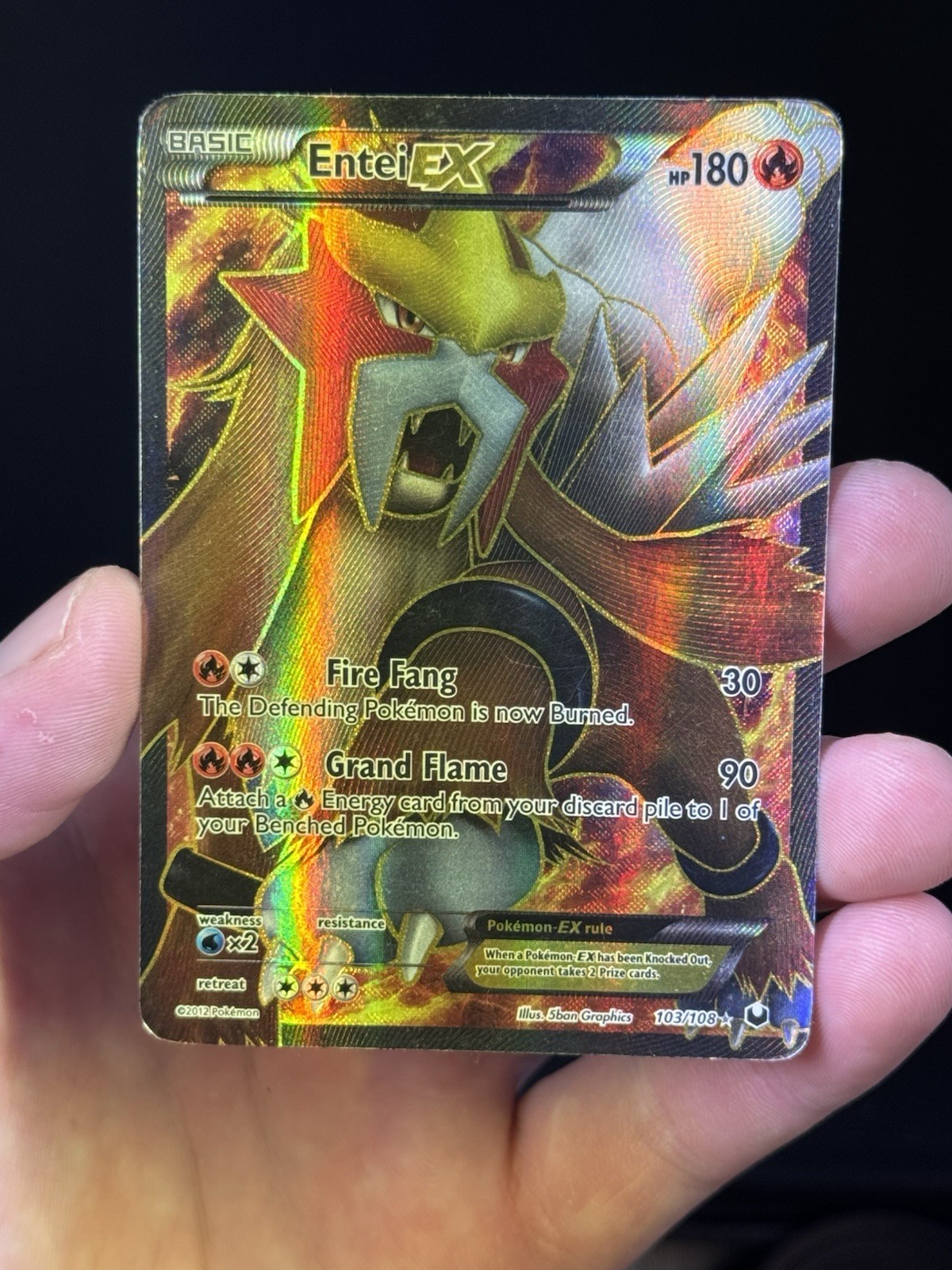 Pokemon TCG Entei EX Full Art Holo Ultra Rare 103/108 Dark Explorers EN 2012