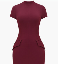 NEW, House of CB Alia Mock Neck Body-Con Minidress in Maroon Sz S #MD1868