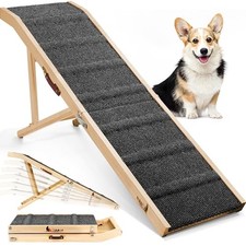 Dog Ramp for Bed, L64 W17 Foldable Pet Ramp for Small Large Dogs Cats, Dog Ra...