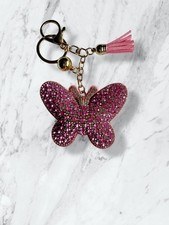 Sparkling Rhinestone Butterfly Keychain, Bling Bag Charm, Purse Charm