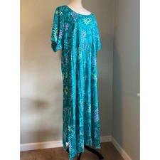 Diane Von Furstenberg Teal Paisley Rayon Maxi Dress 1X 2X vintage boho whimsi