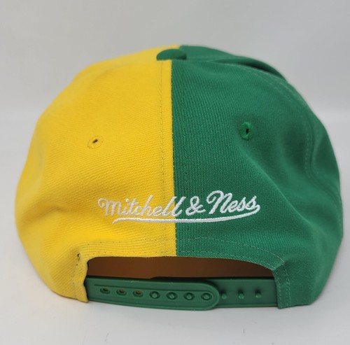 Boston Celtics Mitchell & Ness NBA Dual Split Logo Druckknopflasche Mütze gelb & grün - Bild 3 von 10