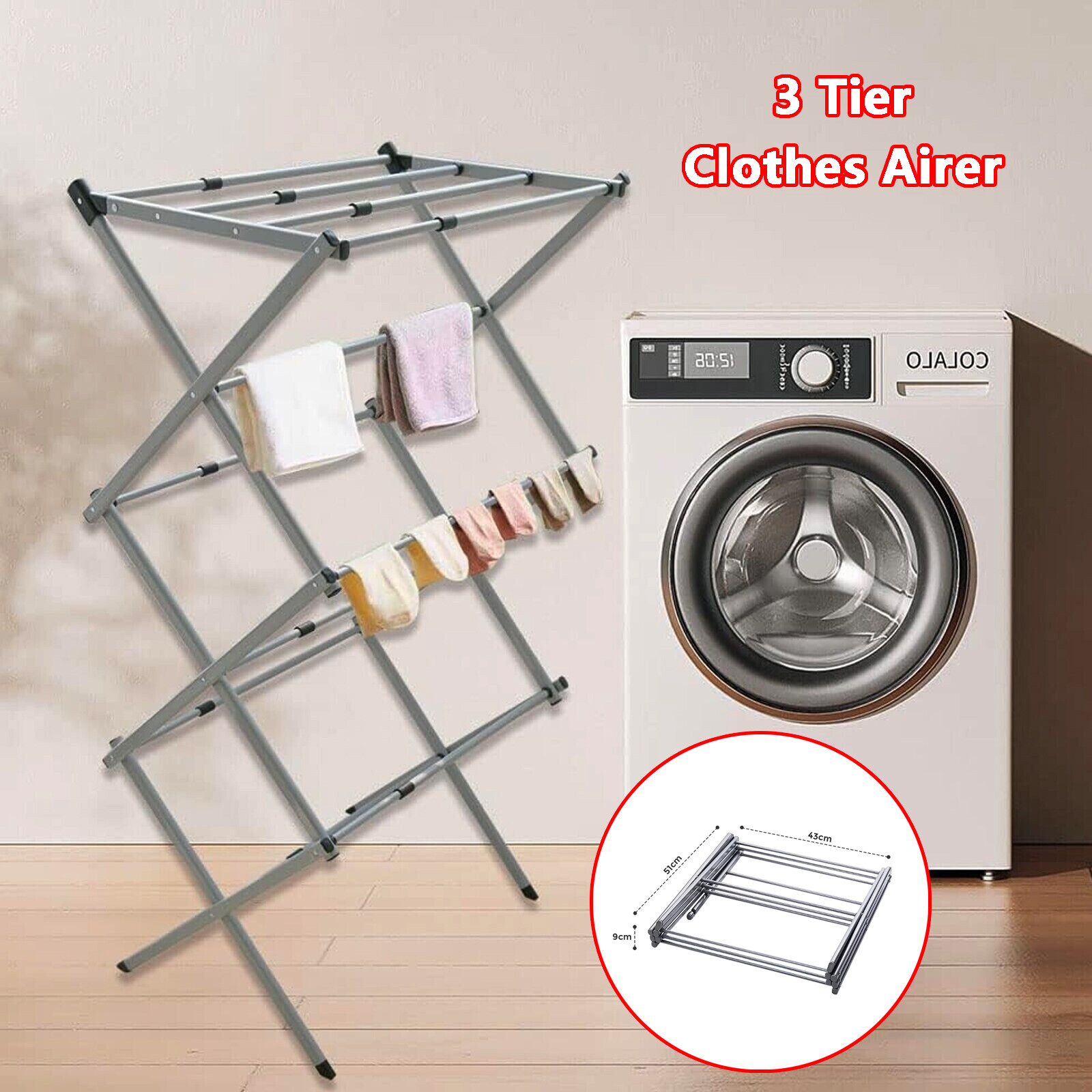 Heavy Duty Airer Clothes Drying Rack Clothes Horse Indoor Outdoor