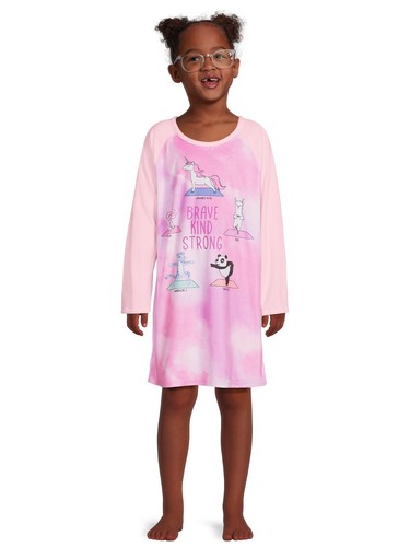 Wonder Nation Girls SIZE XS 4-5 Long Sleeve Fleece Sleep Gown Starfish Pink - Picture 5 of 5