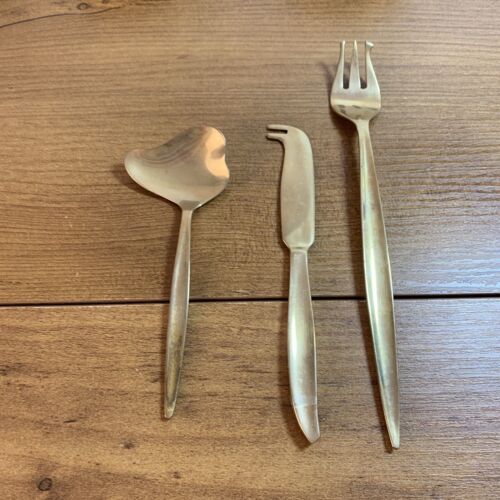 Servizio Bronzo Nichel-Bronzo 144 Pezzi per 12 COMPLETO Moderno "Design Cigno - Foto 4 di 21