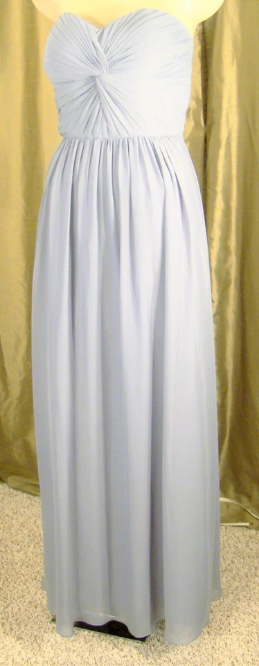 Vestido de dama de honor Bari Jay línea A sin tirantes con cordones espalda sombra gris talla 10 graduación Foto 4 de 4