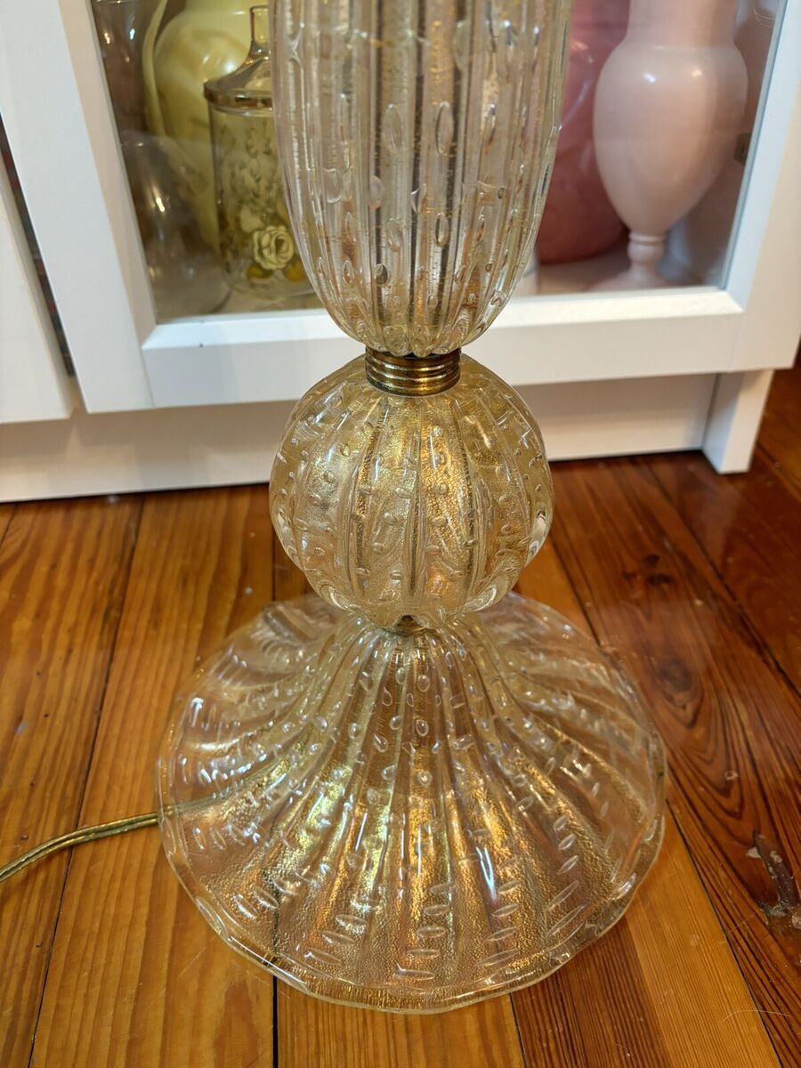 Rare HTF Vintage Murano Barovier & Toso MCM Glass Lamp Gold Rare HTF Vintage Murano Barovier & Toso MCM Glass Lamp Gold