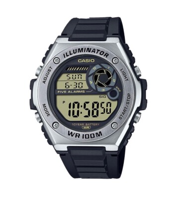 Casio Watch Metal Bezel Digital Silver Illuminator MWD100H-1AV BRAND NEW!