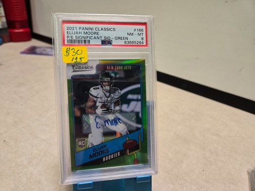 2021 Classics Green Auto Elijah Moore 168 PSA 8 RC Rookie