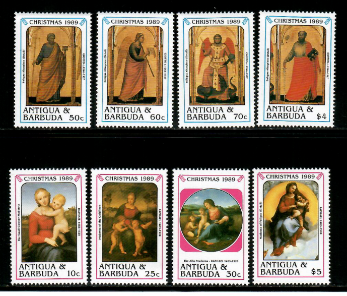 Antigua 1989 - Christmas Art Raphael - Set of 8 Stamps - Scott #1264-71 ...