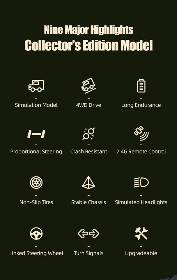 JJRC C8815 4WD RC Jeep 2.4G Off Road 50M Light Remote Controler Military Car - Image 4 of 4