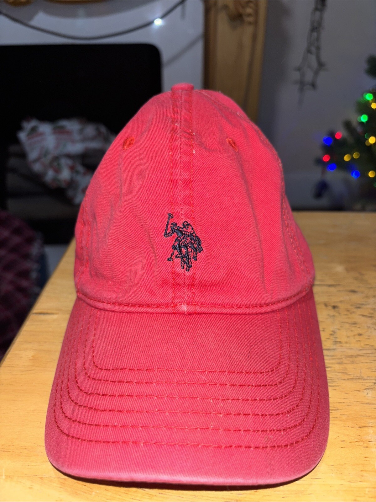 U.S. Polo Assn. Cappello da baseball regolabile rosso con ricamo pony nero