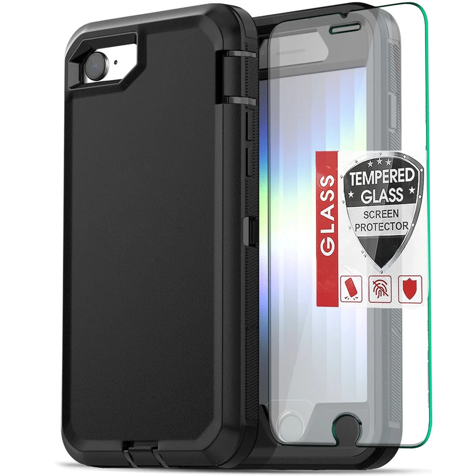 For iPhone SE 8 7 Plus 6S Case Phone Cover Shockproof Heavy Duty + Screen Glass - Image 2 of 4