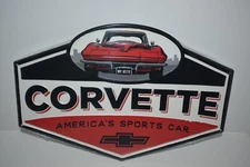 Chevrolet Corvette America's Sports Car Metal Embossed Sign