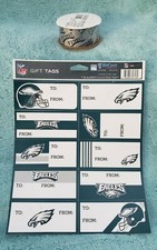 Philadelphia Eagles Tags and 1 roll of ribbon.1-10 tags and 1 5/16""x12' ribbon