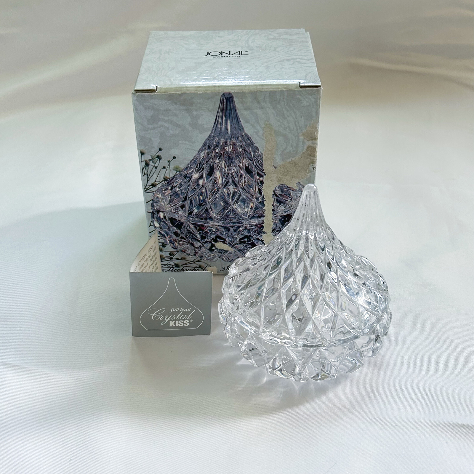 Hershey's Kiss 1987 Jonal Lead Crystal Dish 2-Piece Set with Original Box