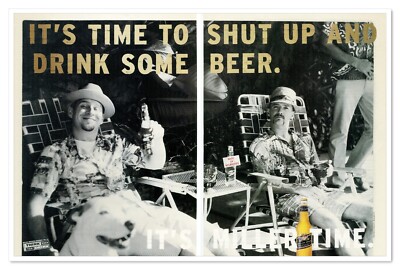 Miller Time Shup Up & Drink Some Beer Vintage 1997 2-Page Print Magazine Ad