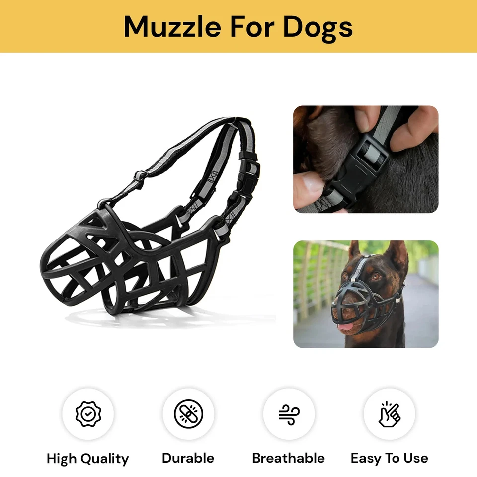 Adjustable Dog Muzzle Stop Chewing Basket Cage Pet Mouth Bark Bite Mesh Cover - image 2 of 4