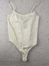 NWOT FOREVER 21 Size Small Women's Off White Ribbed Cami Tank Top Bodysuit 
