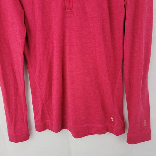 Camisa SMARTWOOL Mujer Talla Grande 1/4 Cremallera Capa Base ROSA 100% Lana Merino AGUJEROS - Imagen 5 de 18