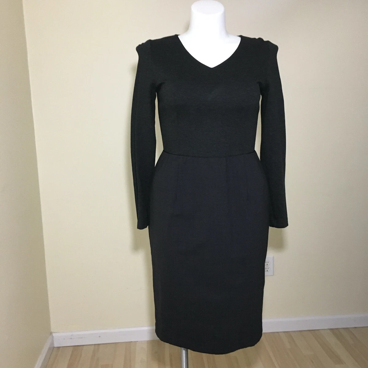 Escada Sport Dress Women's Size 42 US 12 Black Casual Long Sleeve Lined  V-neck