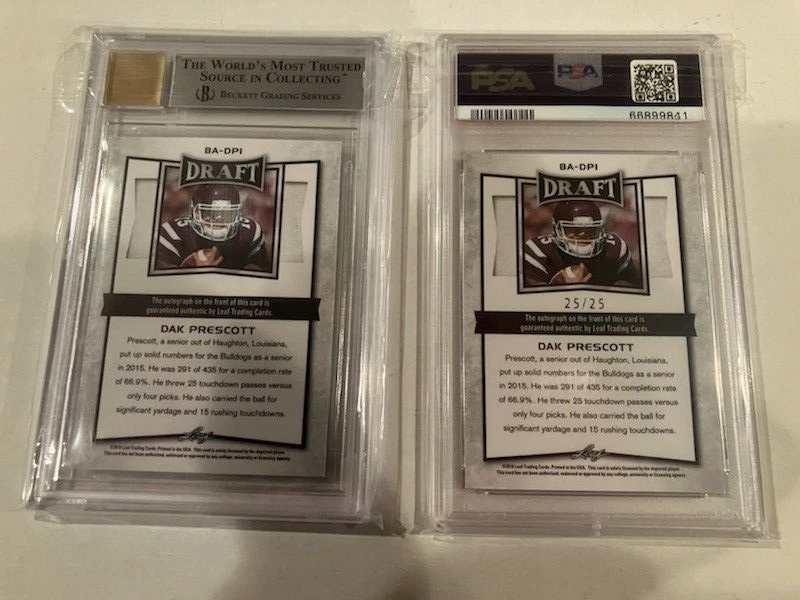 2 Dak Prescott Leaf Metal Draft 2016 Auto PSA BGS Lot #/25 - Image 2 of 2