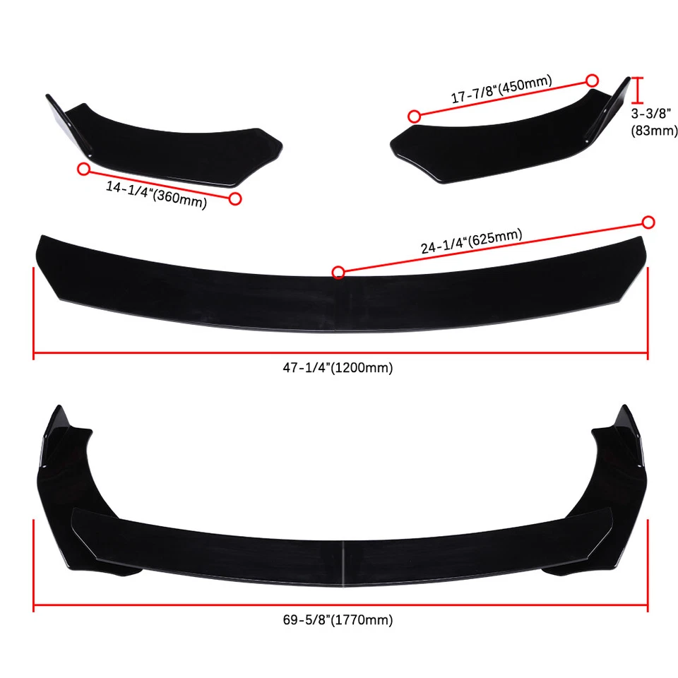Divisor de alerón labial de parachoques delantero + varillas de puntal plateadas para Pontiac GTO 2004-2006 Foto 2 de 4