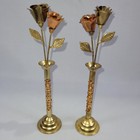 Rose Pen Vintage 8" Set 2 Gifteraft Korea Metal Brass Color Flower INK DRY