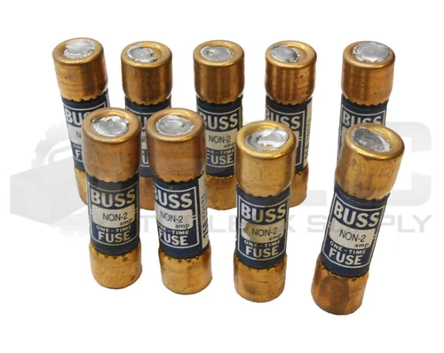 LOT OF 9 NEW BUSSMANN NON-2 ONE TIME FUSE 2A 250VAC