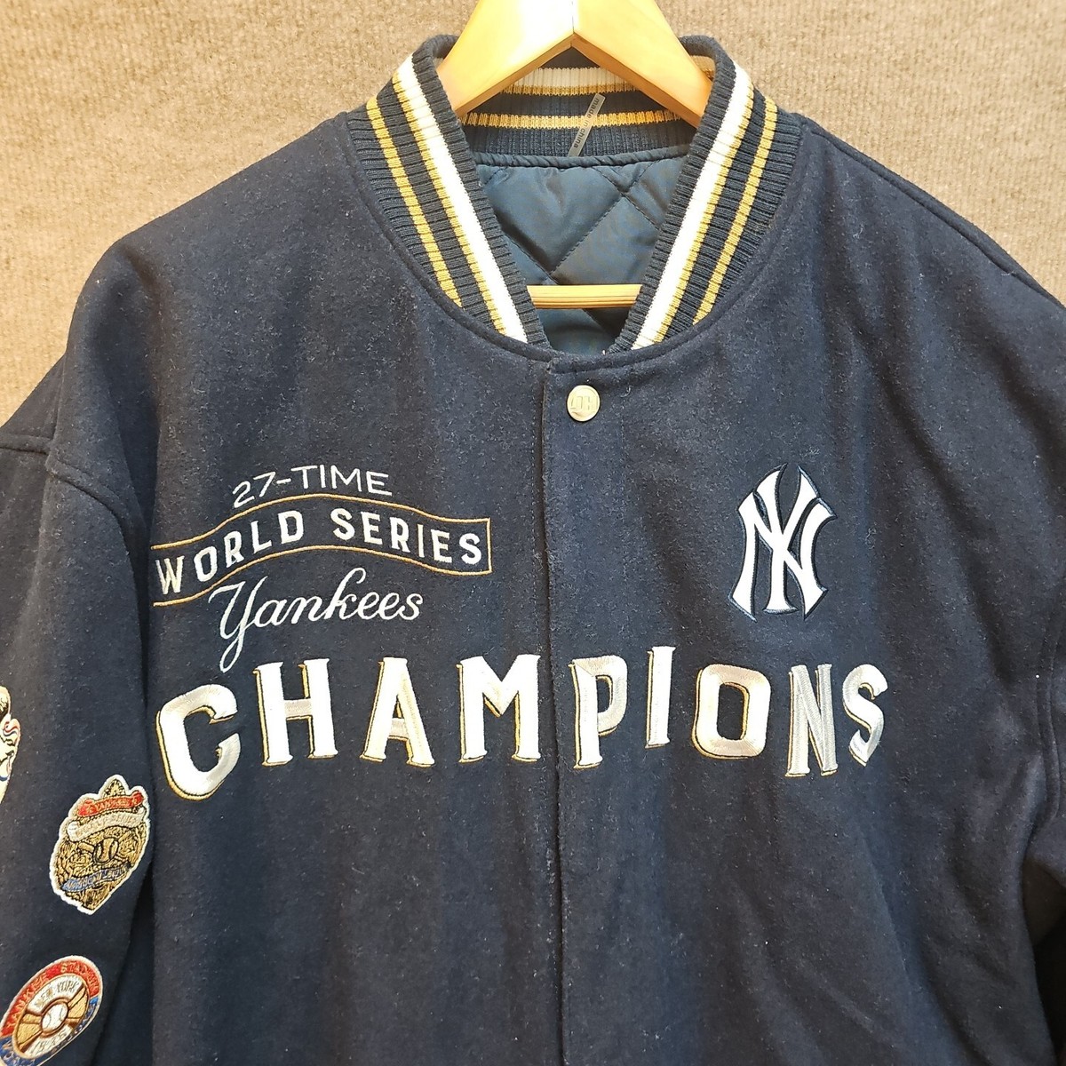 JH Design Group world series Yankees Varsity Jacket Navy