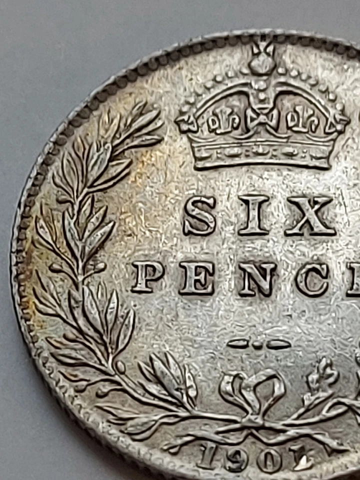 1901 Queen Victoria Sixpence Six Pence 6p 6d Old Veiled Head Quality Silver Coin - Image 3 of 4