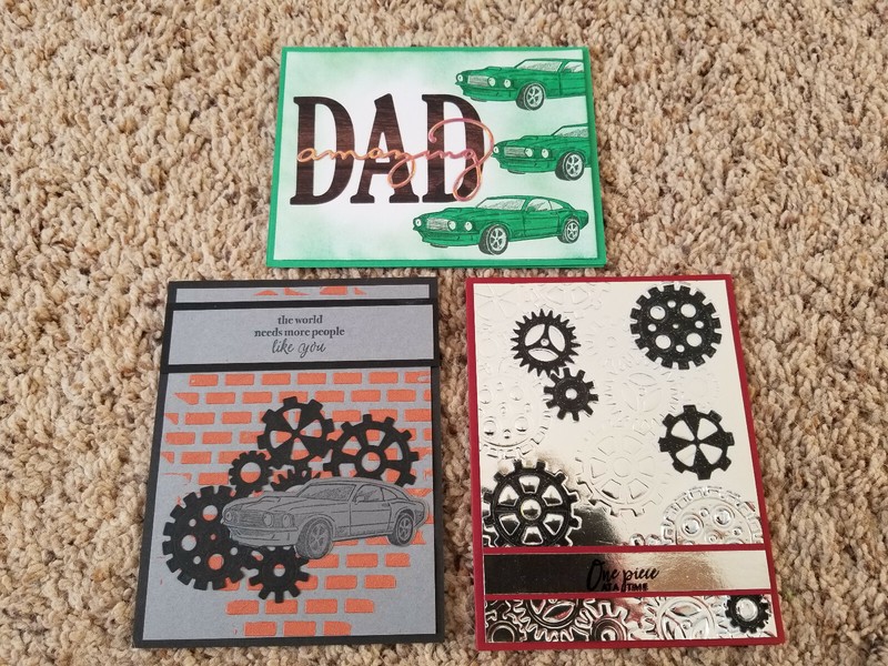 3 Stampin' Up! Masculine Cards, Geared Up Garage, Dad, Car
