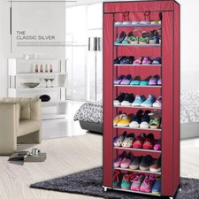 Zapatero de 10 capas 9 estantes a prueba de polvo para zapatos gabinete organizador de almacenamiento con cubierta