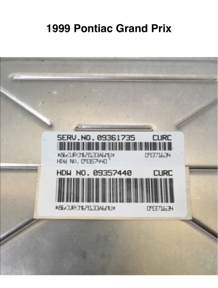 1999 PONTIAC GRAND PRIX ENGINE COMPUTER CONTROL MODULE  ECM #09361735, #09357440 - Image 2 of 2