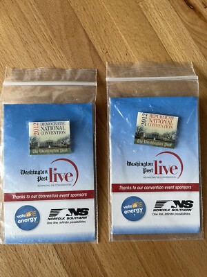 Set Of Two Washington Post Pins DNC And RNC 2012 Conventions. New, Unused.