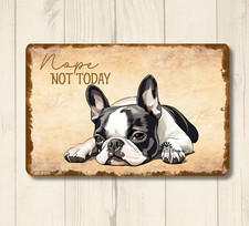 Boston Terrier sign nope not today dog handmade metal tin funny wall art