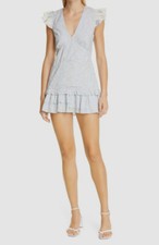 $345 Love Shack Fancy Women's Blue Arthur Ruffle Minidress Size 10