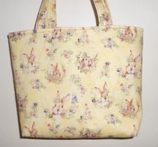 Handmade Easter Bunny Flowers Tote Bag Purse
