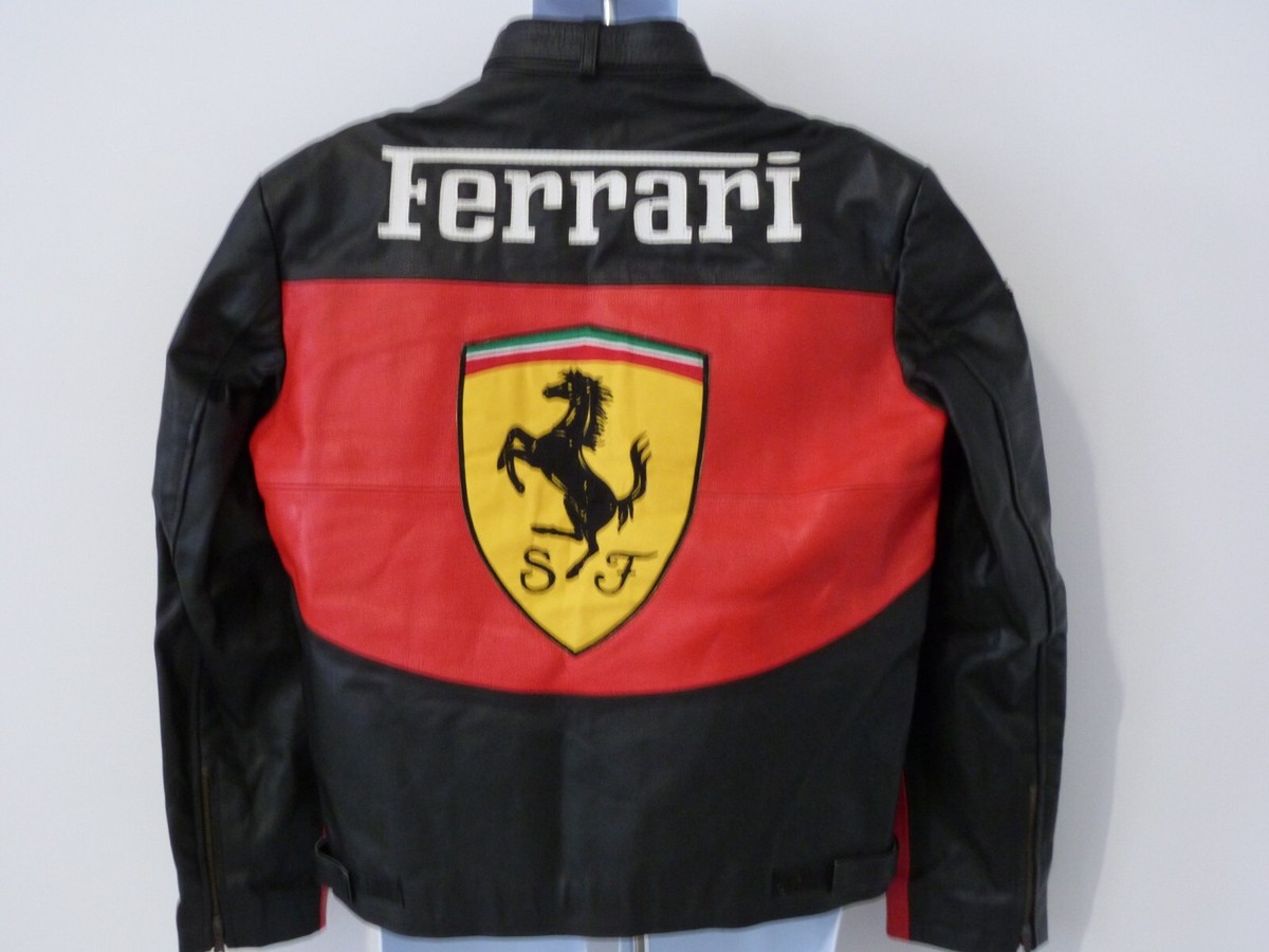 Ferrari Black and Red Leather Jacket XXL Mens Ladies Adults Racing
