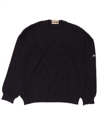 Navigare Herren Rundhals Pullover Sweater Large Navy Blau Argyle/Diamant BH13