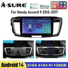 For Honda Accord 2013-2017 Carplay Android 14 Car Stereo Radio GPS 4+64G/6+128G