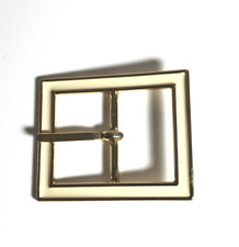 Women's Belt Buckle Gold Ivory VTG Prong Classic Ladies Retro 1.25" Belt