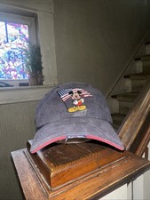VINTAGE Walt Disney World Hat Cap Mens Strapback Blue Mickey Mouse USA Patriotic