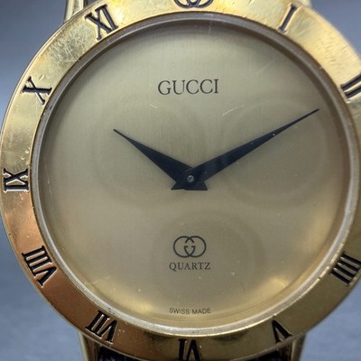 GUCCI 3001M メンズ腕時計 (稼働品) Gucci 3001M Watch Men 33mm Champagne Dial Gold plated Round New