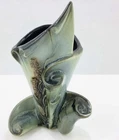 Vintage Hull Pottery Parchment and Pine Vase Cornucopia USA Approximately 7”