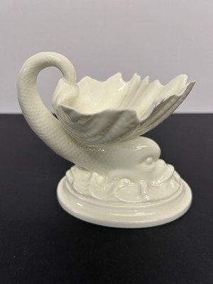 Antique Royal Worcester Bone China Dolphin Open Shell Salt Dish c.1892 ~ EUC